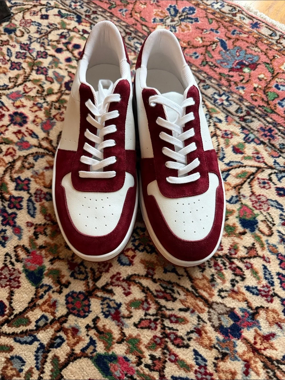 Paige Remy Sneaker in Burgundy/White Casual Lace-Up Sneakers NEW